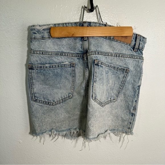 Zara Trafaluc Cut Off Denim Mini Skirt Acid Wash - Picture 9 of 14